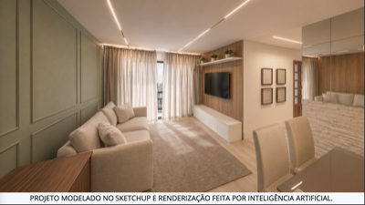 Horizonte — render 3D da sala de estar