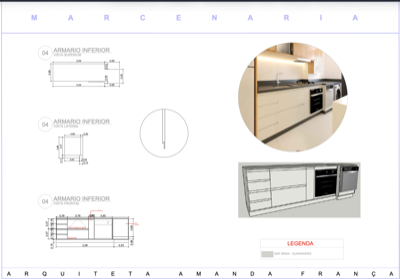 Marcenaria — detalhe de gavetas da cozinha